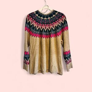 Vince camuto multicolored fair isle mock neck sweater